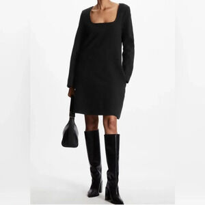 NEW COS SQUARE-NECK WOOL BLEND MINI DRESS